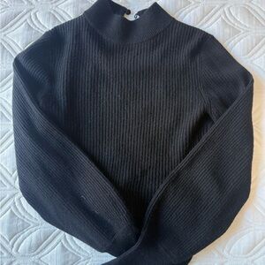 Reformation Black Ribbed Turtleneck Top